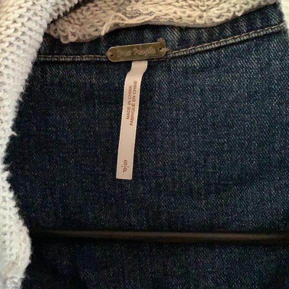 Free People Distressed Denim Knit Hooded Jacket - Picture 7 of 10